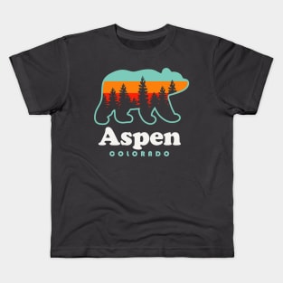 Aspen Colorado Souvenir Bear Rocky Mountains Kids T-Shirt